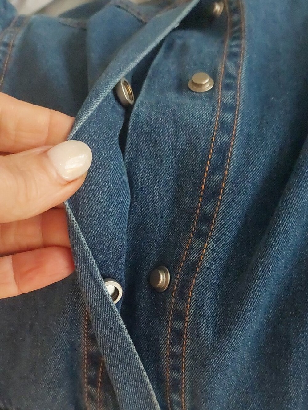 Denim A-Line Midi Dress in Blue - Picture 10 of 12